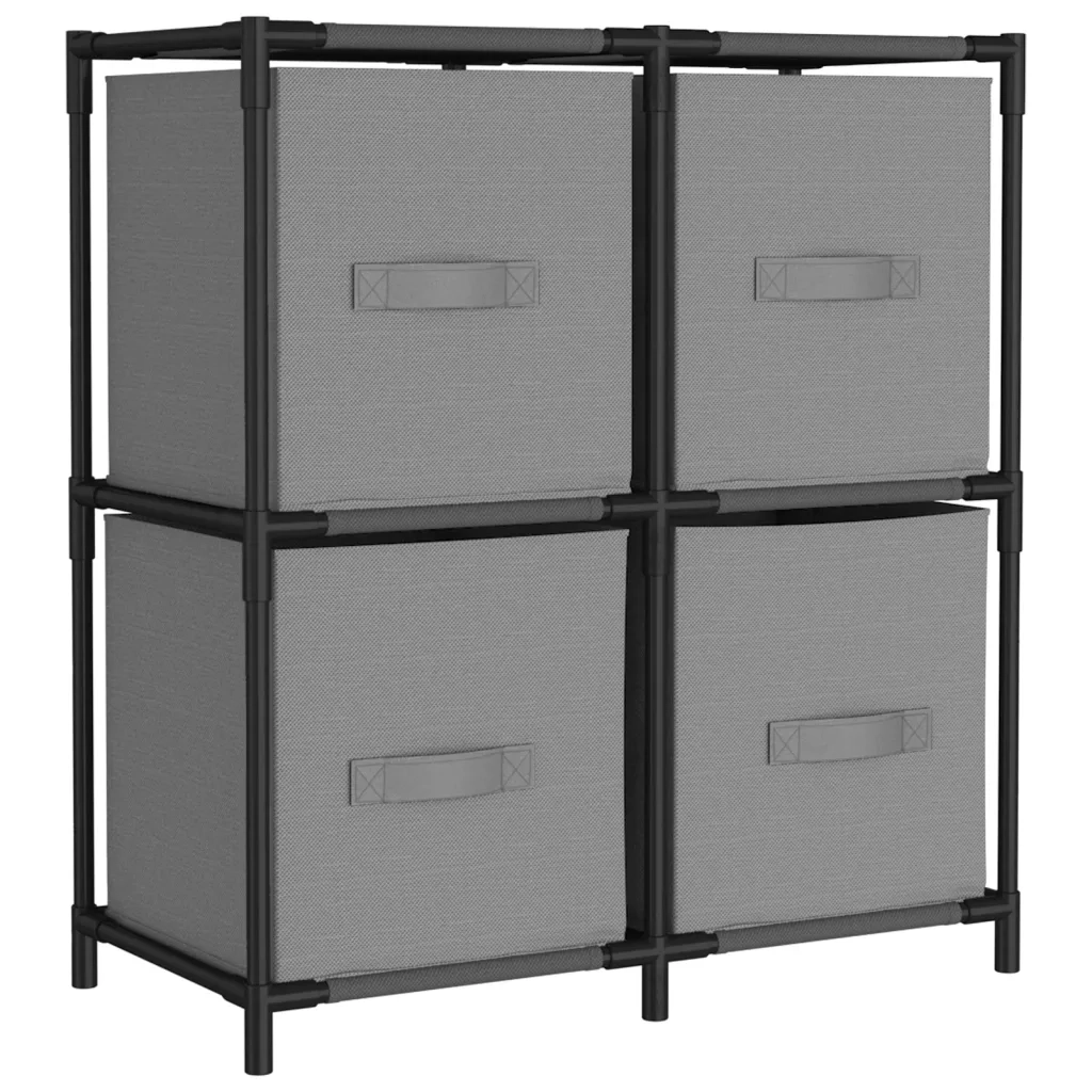 Armadietto con 4 Cesti in Tessuto Grigio 63x30x71 cm Acciaio 337255