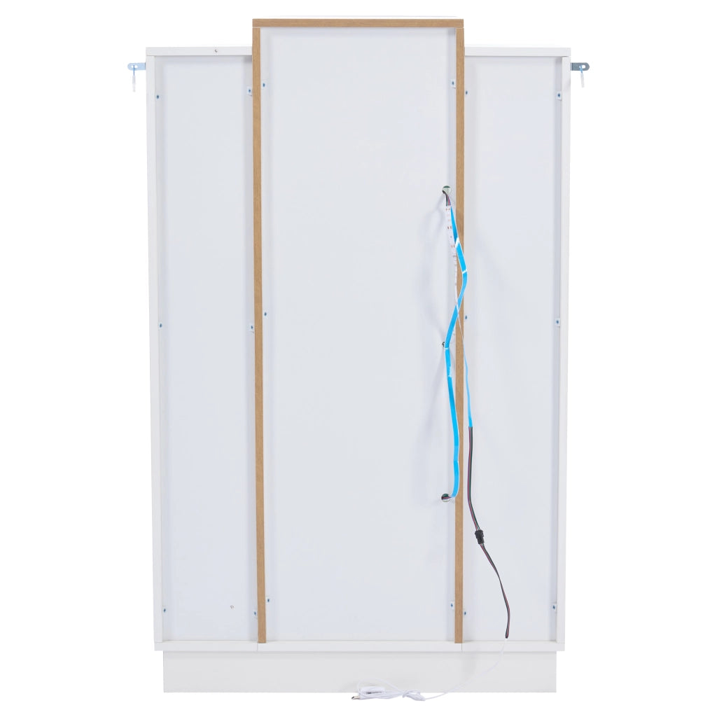 Vetrina con 3 ante e LED in pannello truciolare e acrilico bianco effetto legno 74 × 40 × 120 cm