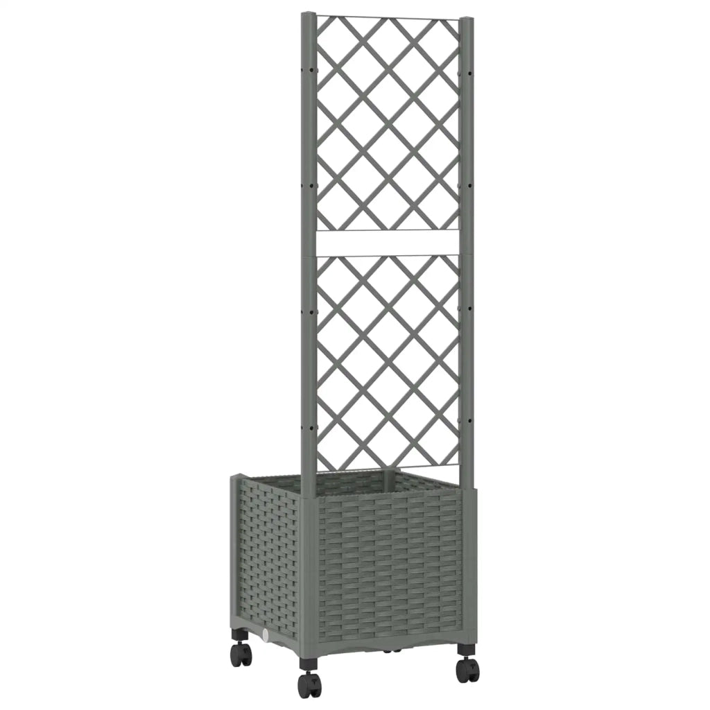 Vaso da giardino con grigliato e ruote Grigio Chiaro PP 3422922