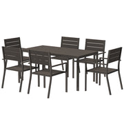 Mobili da giardino a 7 pezzi: tavolo da pranzo + 6 sedie; tavolo diviso; marrone scuro