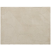 Tappeto Moderno Antiscivolo 230x160x1,7A cm con Design di Linee in Poliestere e Cotone Crema