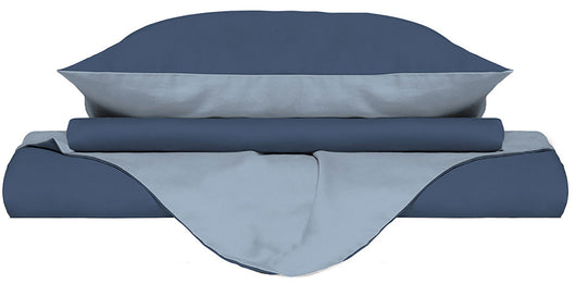 Copripiumino 1 Piazza e Mezzo con Sacco e Federe Doubleface Avio/Azzurro