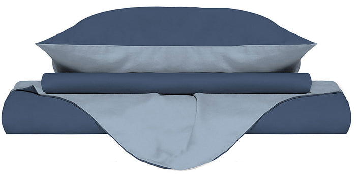 Copripiumino Singolo con Sacco e Federe Doubleface Avio/Azzurro