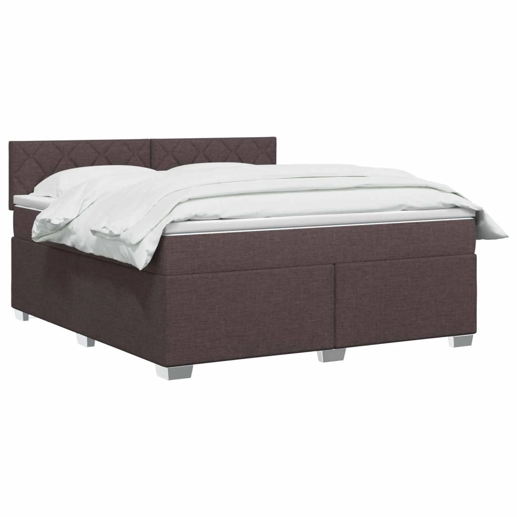 Letto con Box Spring, Materasso e LED Marrone Scuro Tessuto 3452011