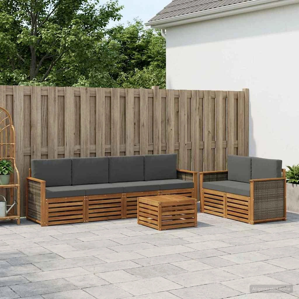 Set di divani da esterno 7 pz Naturale e Antracite 3384048