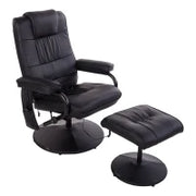 Poltrona Massaggiante e Relax con Poggiapiedi, Elettrico, Girevole, Inclinabile, con Rivestimento in Similpelle, Nero