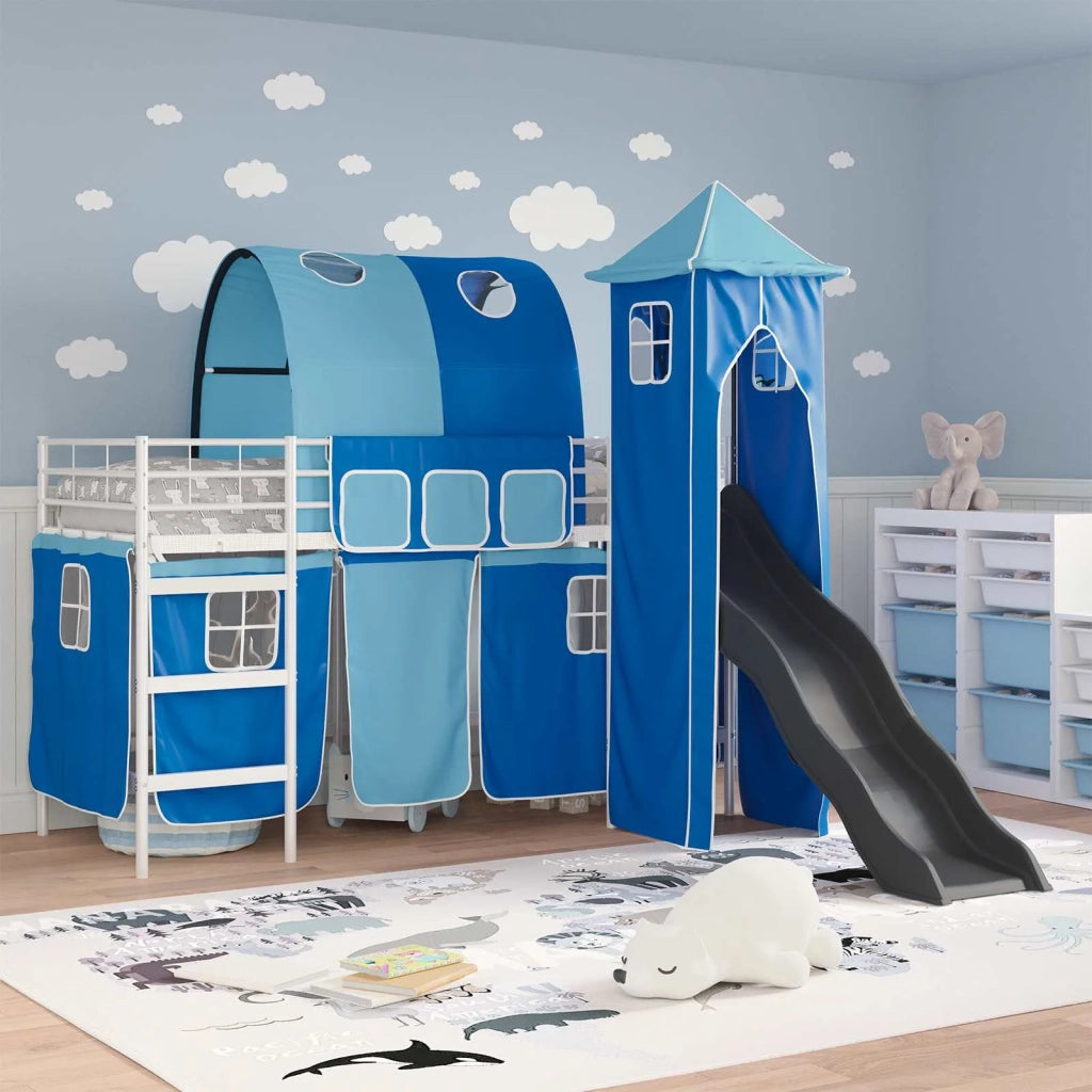 Struttura del letto loft per bambini-Giroletto per bambini Bianco e Blu 75 x 190 cm 764579