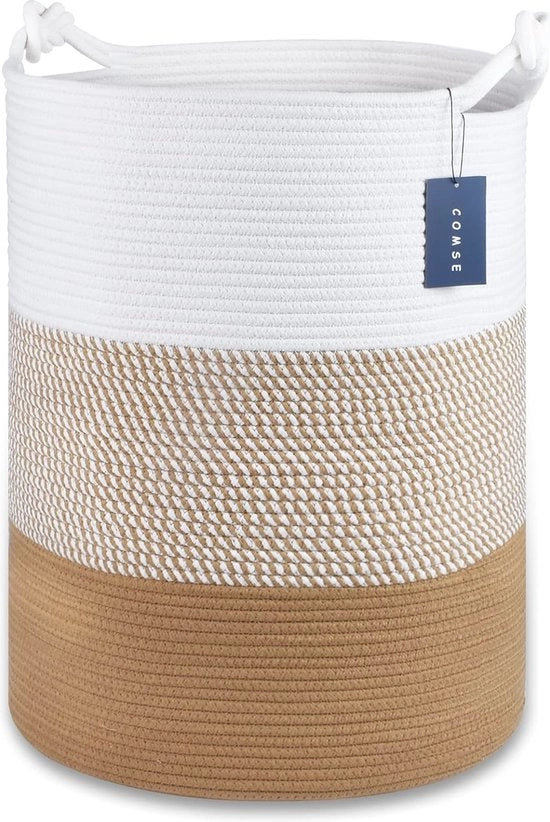Mega Cassetto di Stoccaggio - Cassetto di Canapa per Abbigliamento, Giocattoli e Coperte - 40 x 55 cm - Cassetto Multifunzionale Bianco/Cachi