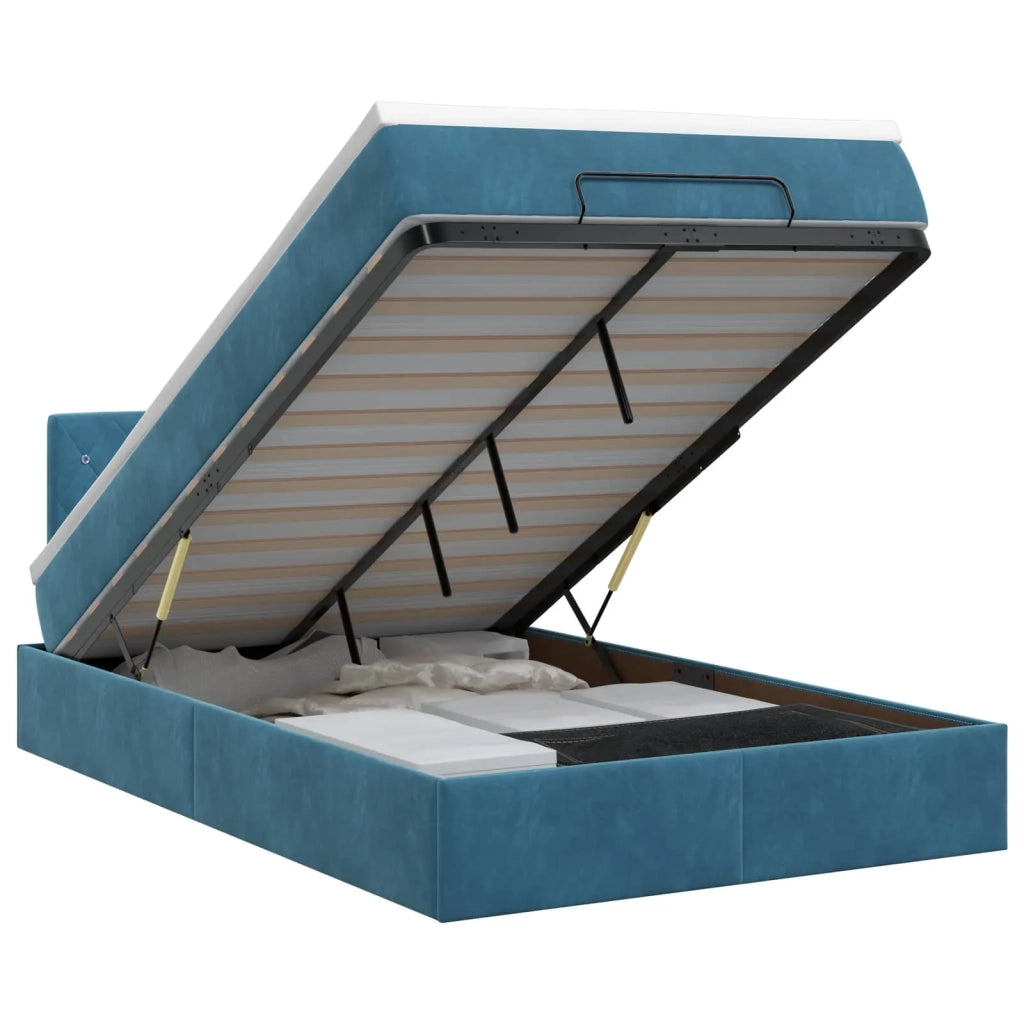 Letto ottomano con materasso Blu Scuro 120 x 200 cm Velluto 3457645