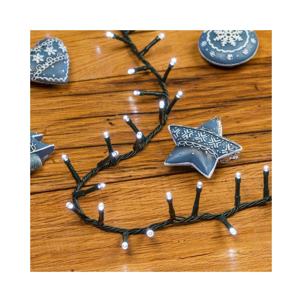 Trade Shop - Catena Luminosa 400 Luci Led Bianco Freddo 8 Funzioni Per Albero Natale Addobbi -