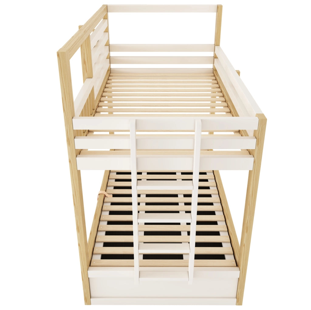 Letto a castello stile casetta 90x200 cm in legno bianco e rovere