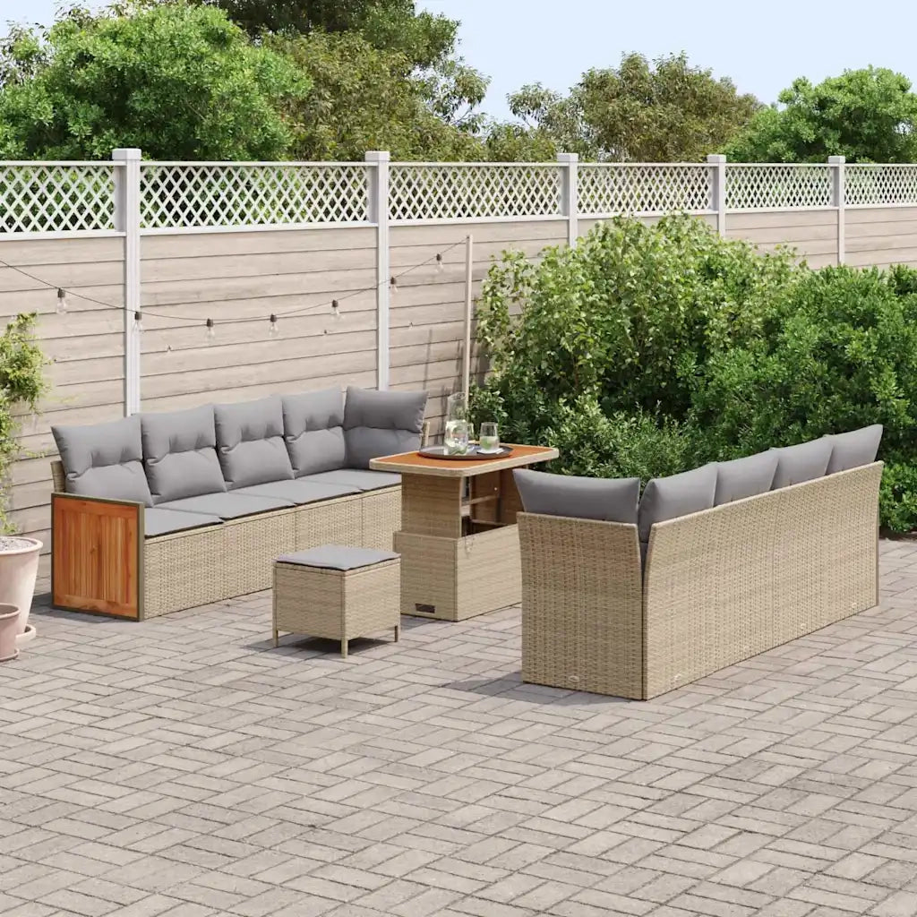 Set Divano da Giardino 12 pcs Beige e Grigio Chiaro polyrattan 3365232