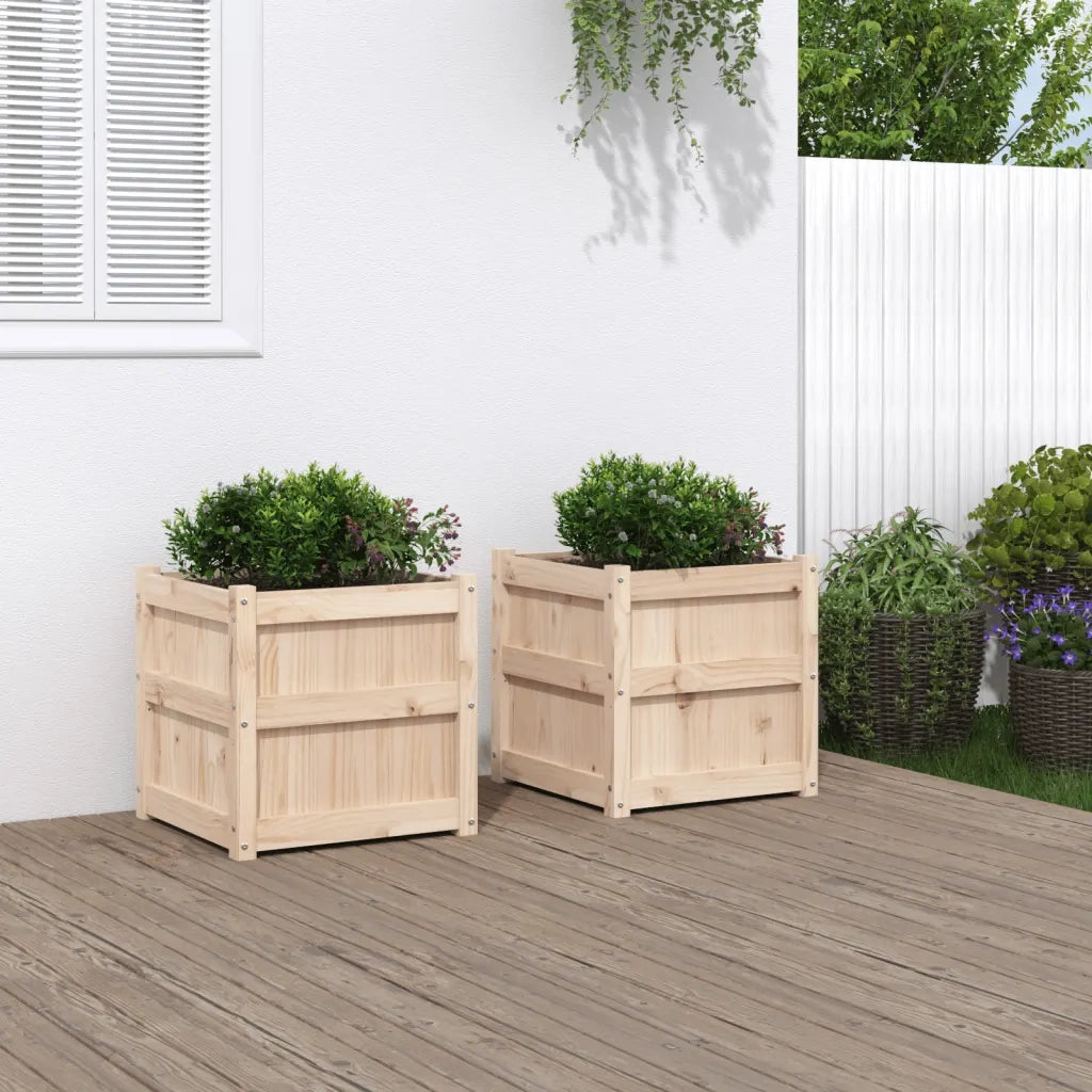 2 pz Fioriere | Cassetta per fiori | Vaso da Giardino in Legno Massello di Pino