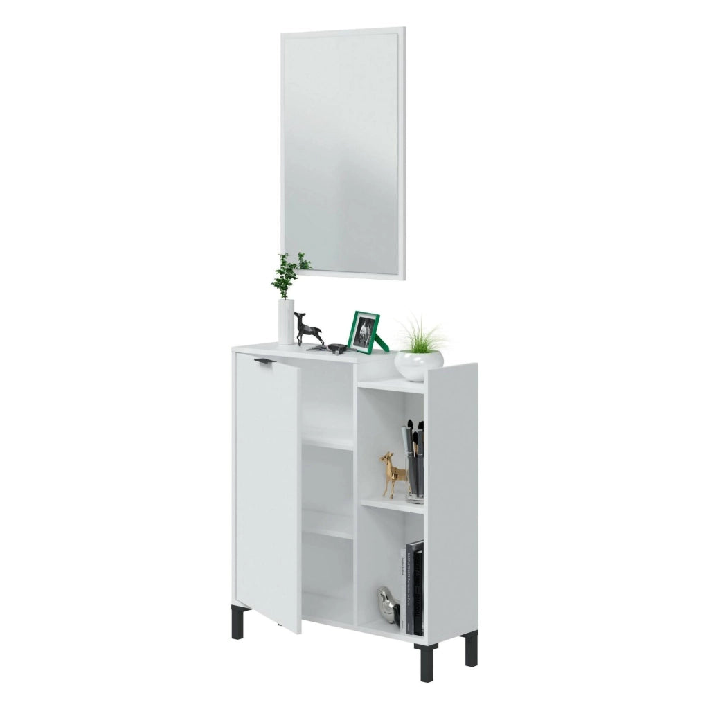 Mobile sottolavabo Argusto, Mobiletto da bagno, Contenitore porta lavabo, Armadio per lavandino, 77x24 h91 cm, Bianco