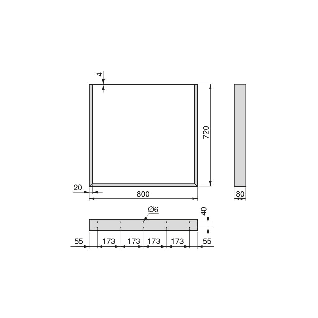 Emuca Set gambe da tavolo Square rettangolari, 800, Verniciato bianco, Acciaio, 2 un