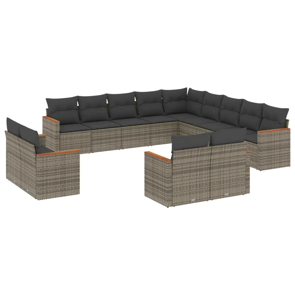Set Divani da Giardino 13 pz con Cuscini Grigio in Polyrattan 3226529