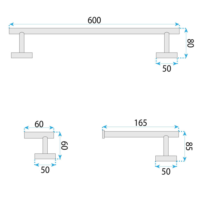 Set Accessori Da Bagno Ari Black 4 Pezzi