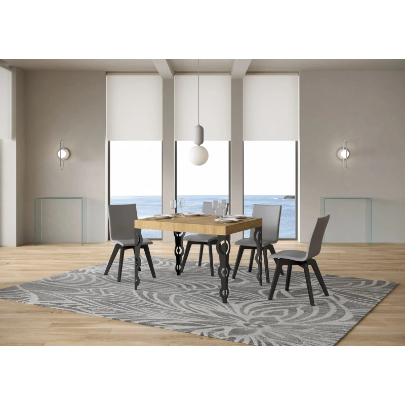 Tavolo allungabile 80x120/204 cm Karamay telaio Antracite - Quercia Natura