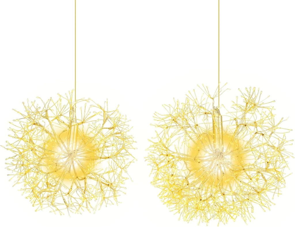Decorazioni Natalizie, Set di 2 Luci Natalizie, con 1488 Luci LED Bianche Calde, Fuochi d'Artificio Sospesi, Materiale Impermeabile, Addobbi Natalizi per Esterno Interno per Casa, Giardino