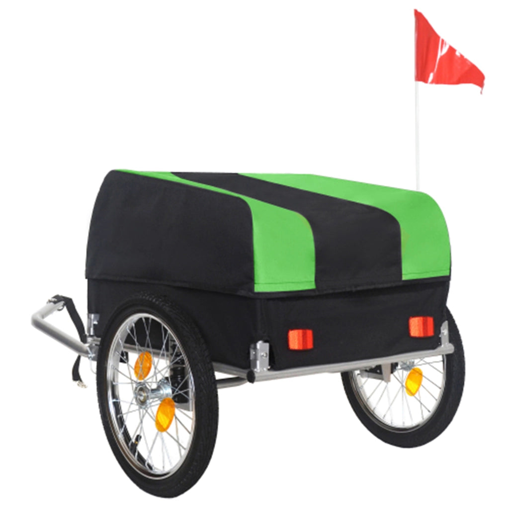 Rimorchio portabici per carichi 40 kg, pieghevole, impermeabile, ruote 16'' - Verde/Nero