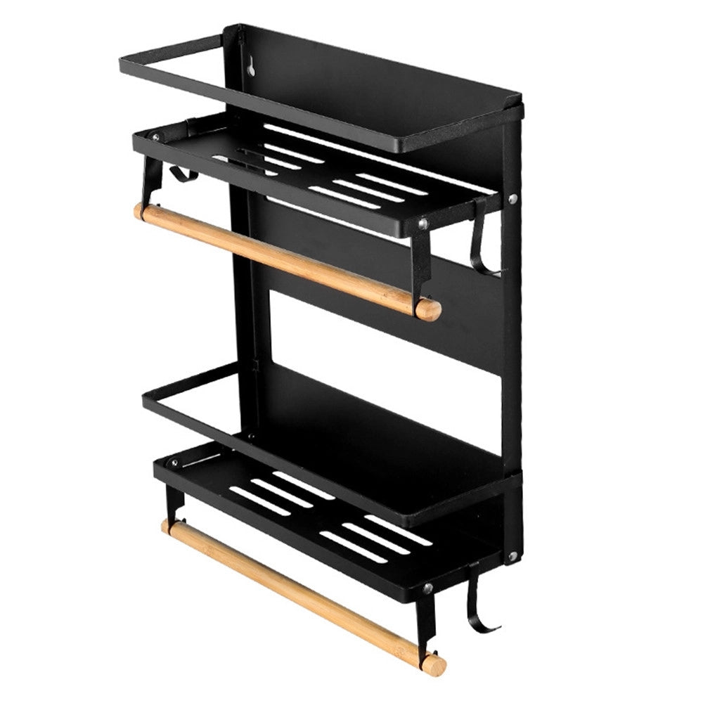 Trade Shop - Mensole Pieghevoli Magnetiche Da Cucina Con Ganci Supporto Portarotoli In Metallo Legno -