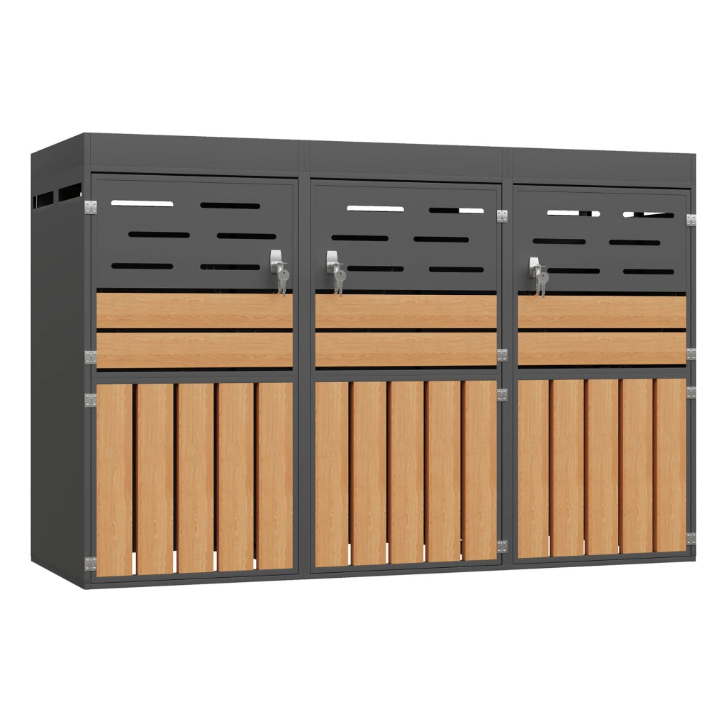 Armadio da esterno 2 in 1 con fioriera integrata 133x80x128 cm; in acciaio zincato grigio