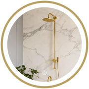Specchio Bagno LED Rotondo 40 cm ¨C zephmum ¨C Dorato, Regolabile, 3 Luci