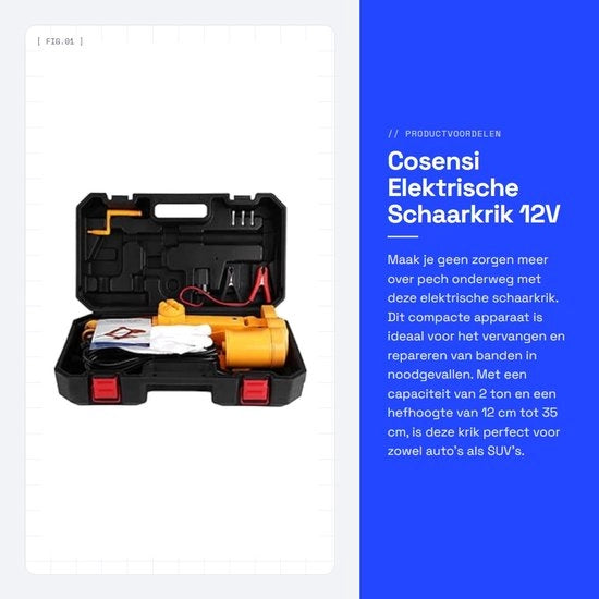 Sostituzione pneumatici elettrica 12V - Capacità 2 ton - Compatta e pratica - Adatta per auto e SUV - Incluso accessorio - Sostituzione di pneumatici
