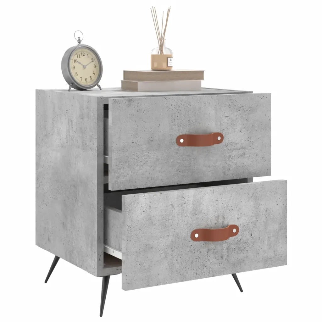 Comodino Grigio Cemento 40x35x47,5 cm in Legno Multistrato 827252