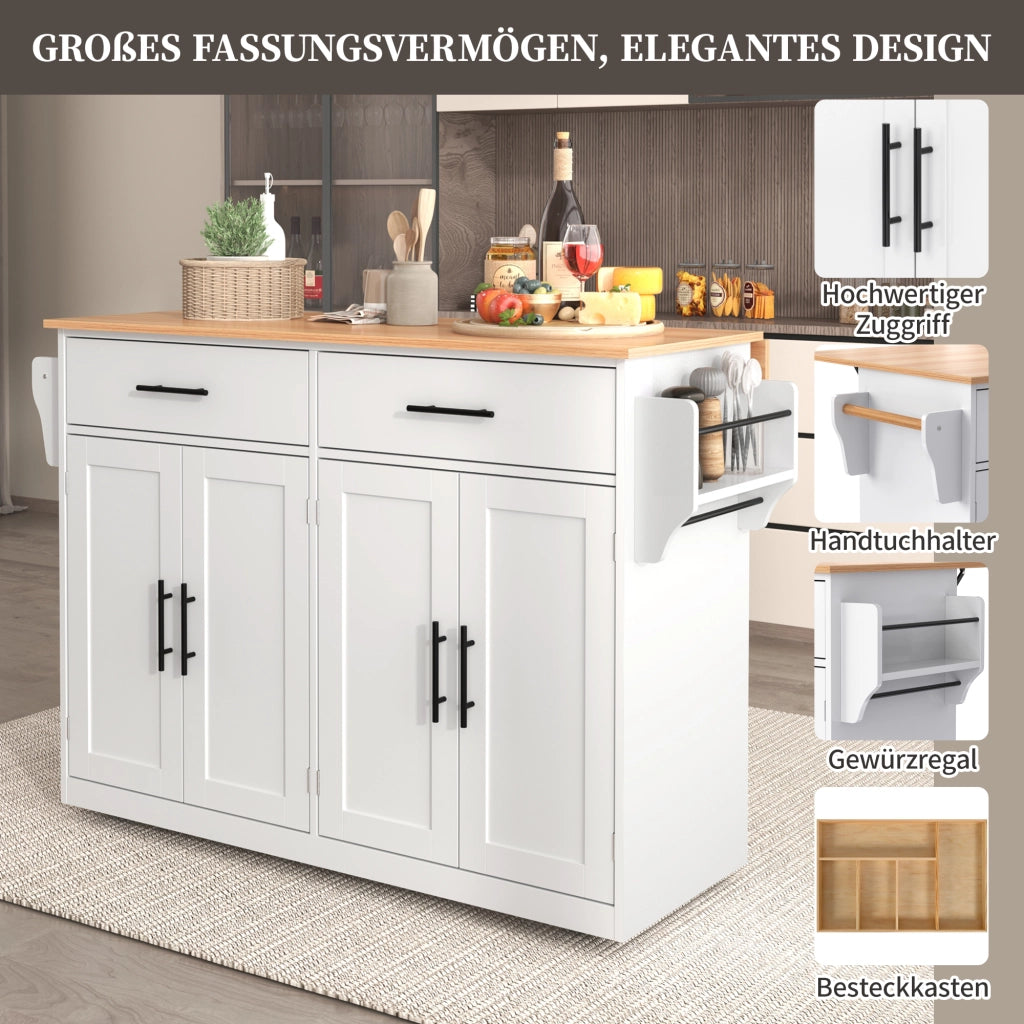 CARRELLO DA CUCINA con piano ribaltabile 120x46(70)x91,5 cm bianco e naturale