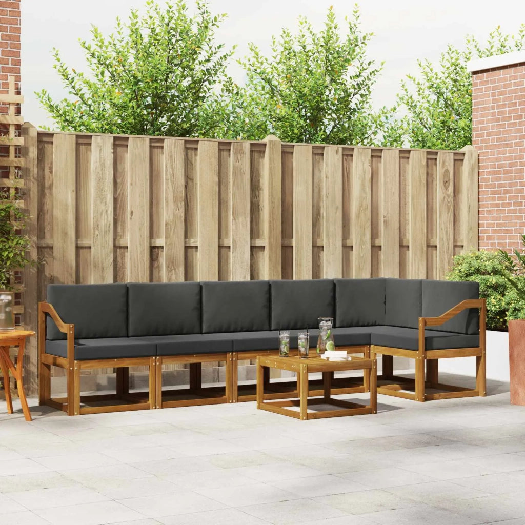 Set di divani da esterno con cuscino 7 pcs Naturale e Antracite