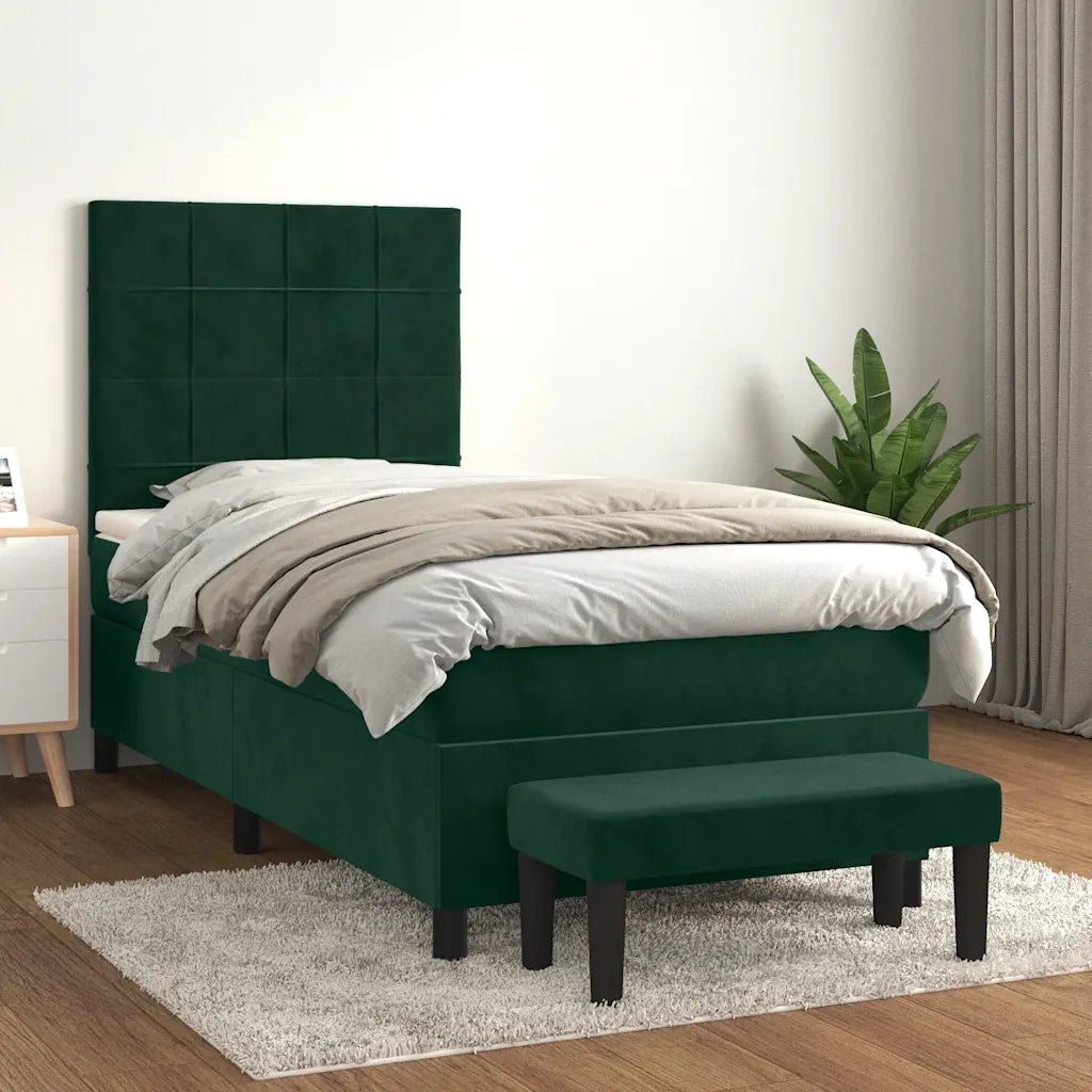 Giroletto a Molle con Materasso Verde Scuro 90x190 cm Velluto 3137818