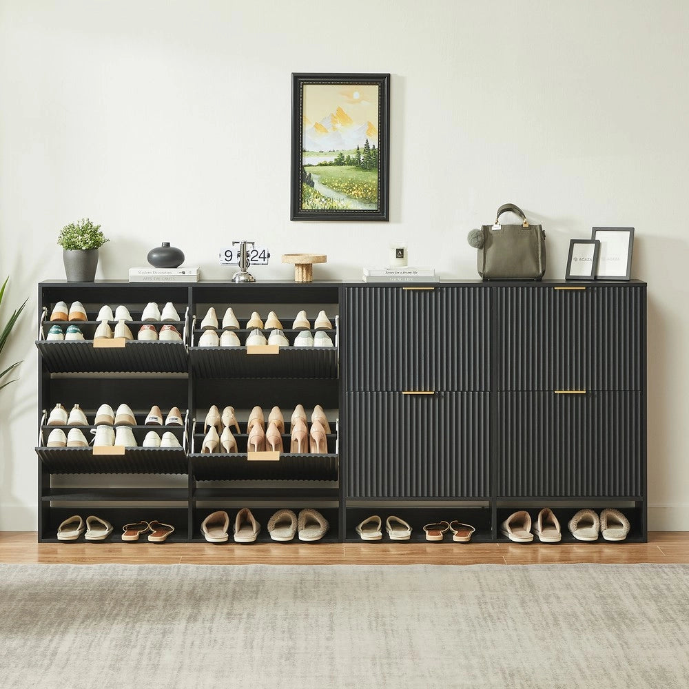 Scarpiera Slim con Ripiani ¨C MINIMAL ¨C Nero, 120x24 cm, Ingresso