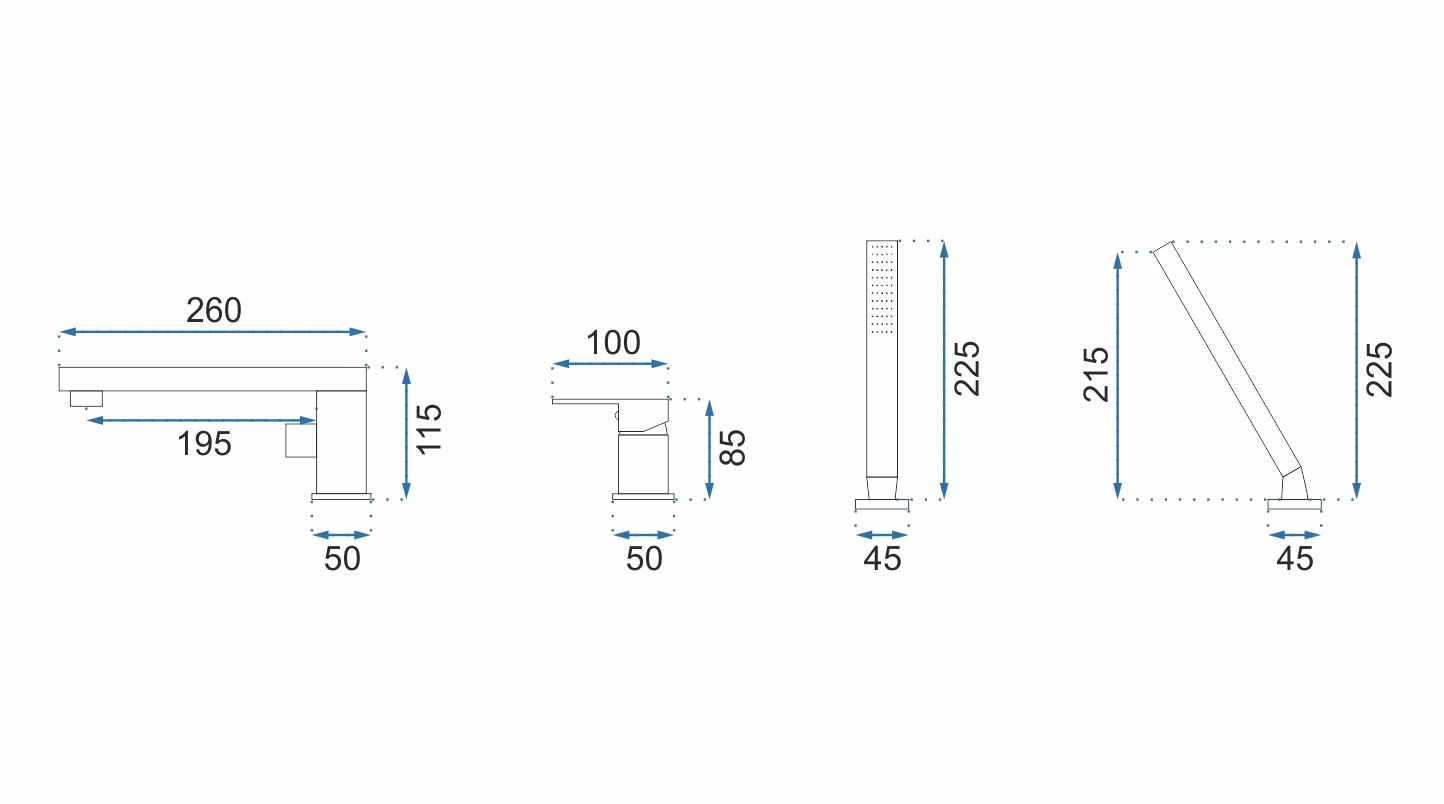 Rubinetto Da Vasca Rea Glen Black In Tre Parti