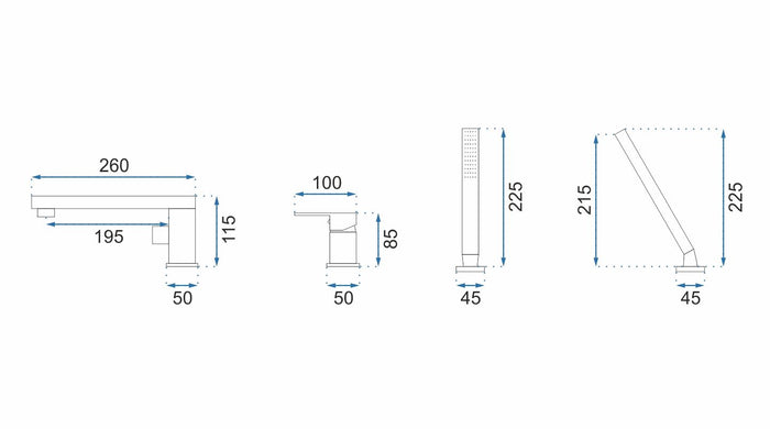 Rubinetto Da Vasca Rea Glen Black In Tre Parti