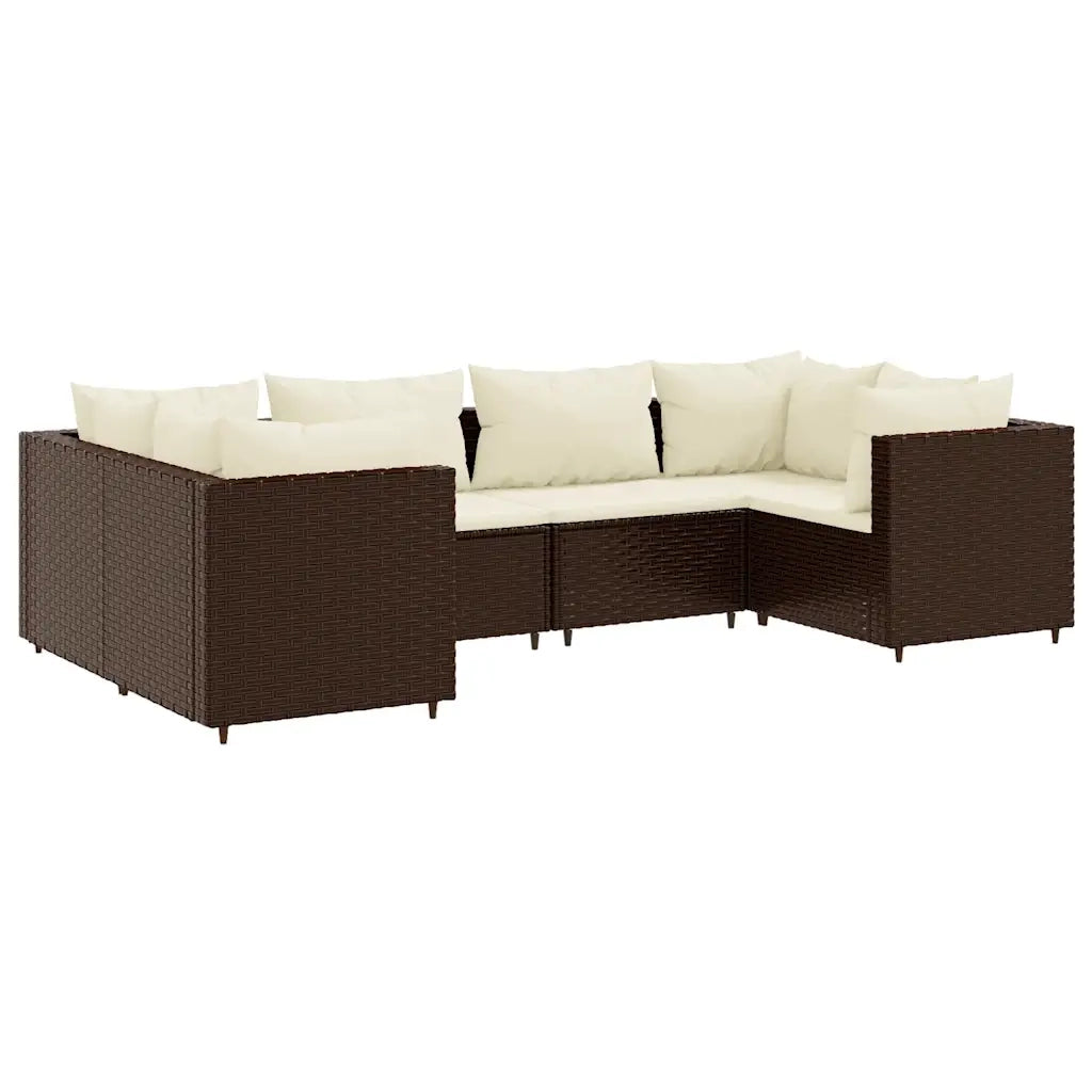vidaXL Set Mobili da Giardino 6pz con Cuscini in Polyrattan Marrone