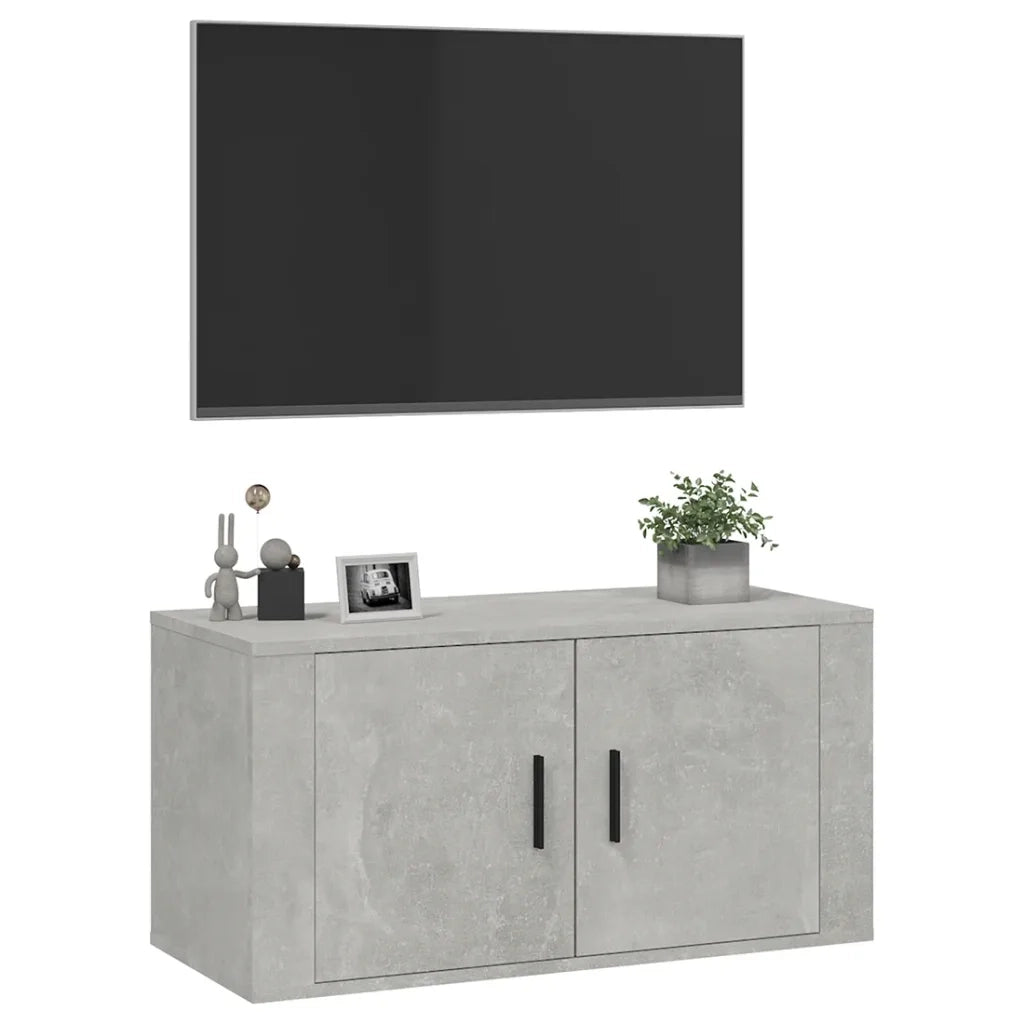 Mobile Porta TV a Parete-Credenza per TV sospesa Grigio cemento 80x34,5x40 cm