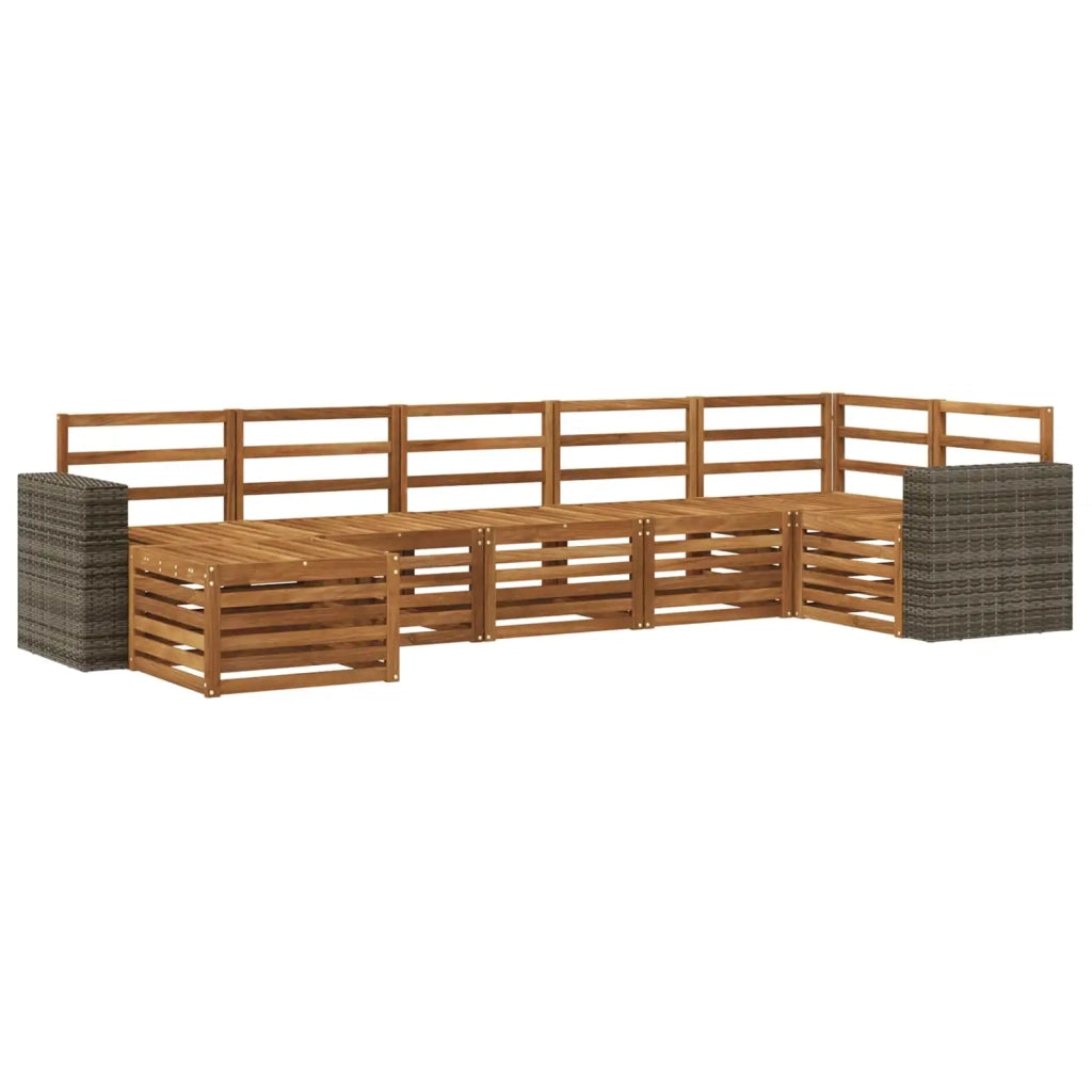 Set divano sezionale 7 pcs Naturale Legno di Acacia Massello