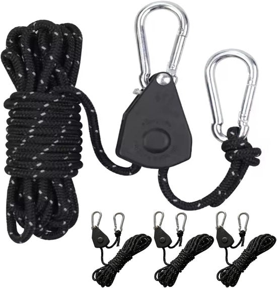 Set di Corda Reflettente per Tenda e Ombrello da 4 pezzi con Chiavi a Corda