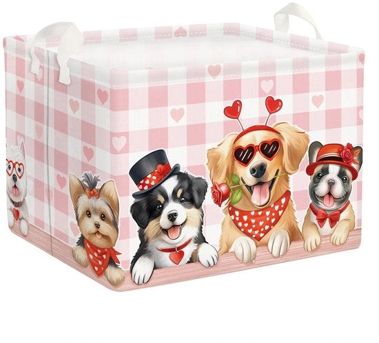 Cassa di Stoccaggio per Cani da 36L con Maniglia, Reticolo Quadrato a Forma di Cuore, Ideale per la Sala da Pranzo e la Bagno