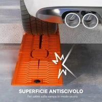 DURHAND Set 2 Rampe per Auto in Plastica con Carico Massimo 5 Tonnellate, 91x30x21 cm, Arancione