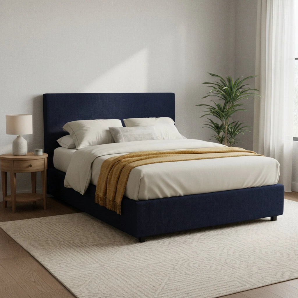 Worthing, Letto Matrimoniale Sfoderabile Made in Italy, Viola Scuro