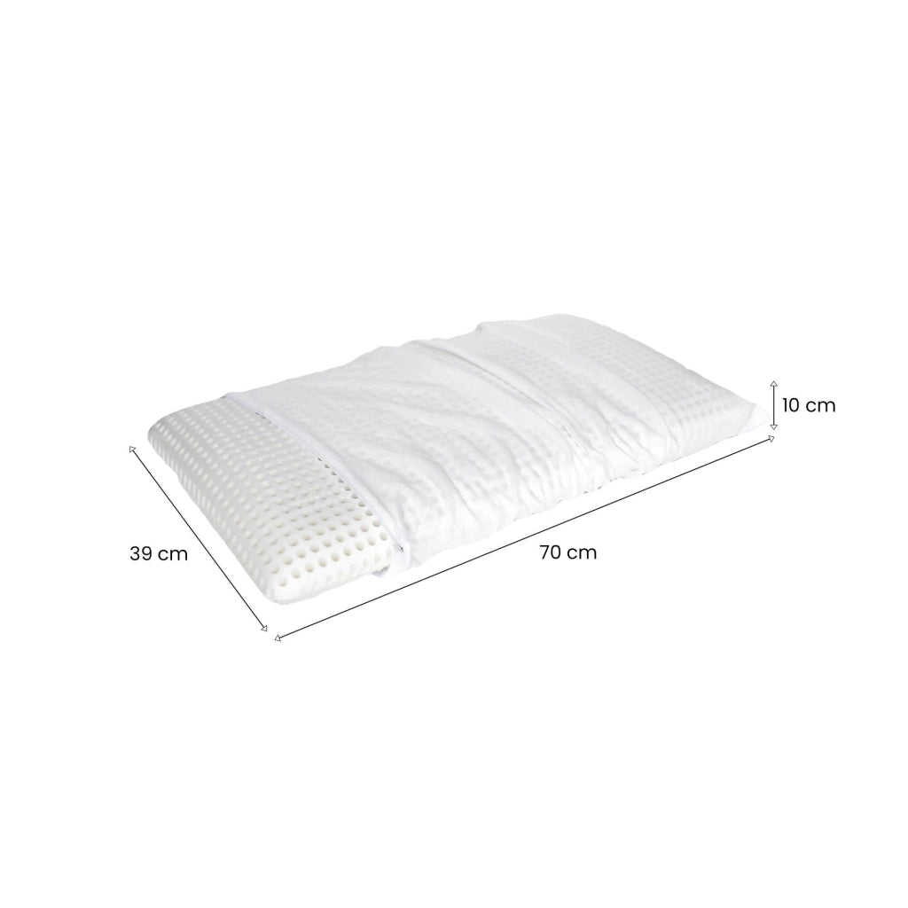 Talamo Italia Set di 2 Cuscini per Alloro, 100% Made in Italy, Guanciale sfoderabile a "saponetta" in Memory Foam forato, Anallergico e Traspirante, 70x39xh10 cm