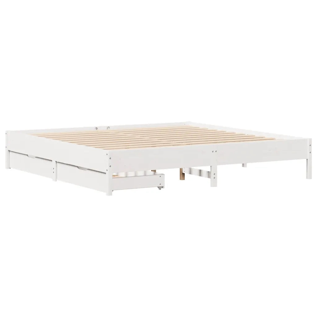 Giroletto senza Materasso Bianco 200x200 cm Legno Massello Pino 3301699
