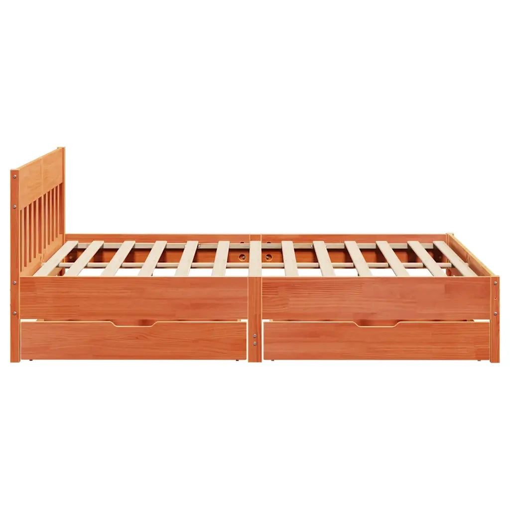 Letto senza Materasso Marrone Cera 180x200 cm in Legno di Pino