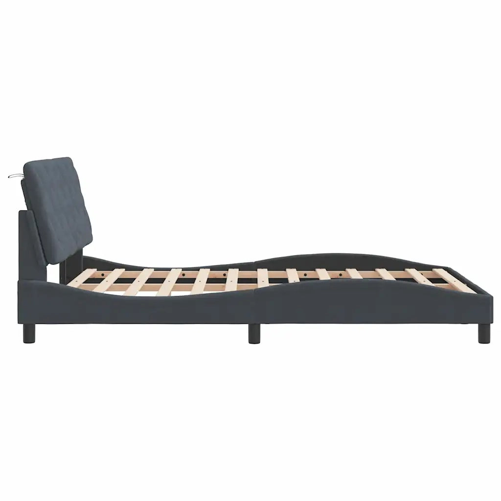 Giroletto senza Materasso Grigio Scuro 120x200 cm Velluto