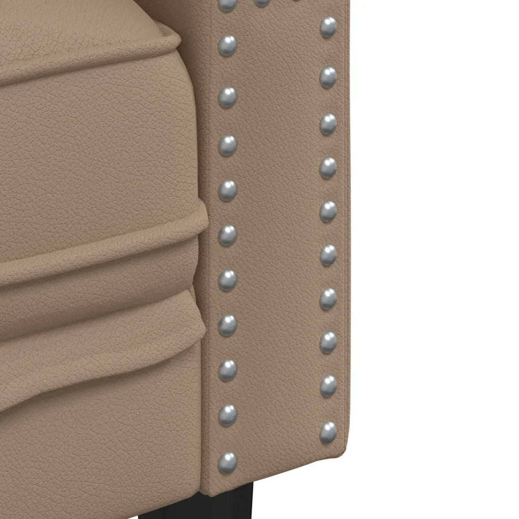 Divano Sedia-Poltrona Chesterfield a 3 Posti Cappuccino in Similpelle