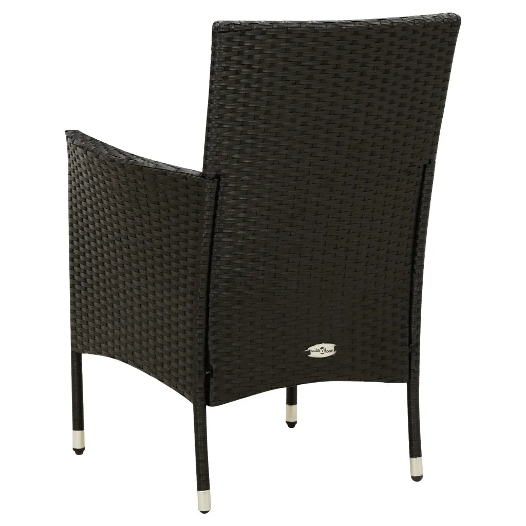 Sedie da Giardino con Cuscini 4 pz in Polyrattan Nere cod mxl 23203