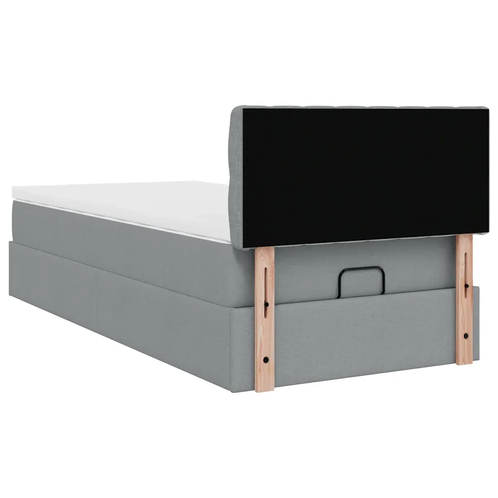 Pouf Letto con Materasso Grigio Chiaro 90x200 cm in Tessuto 3311511