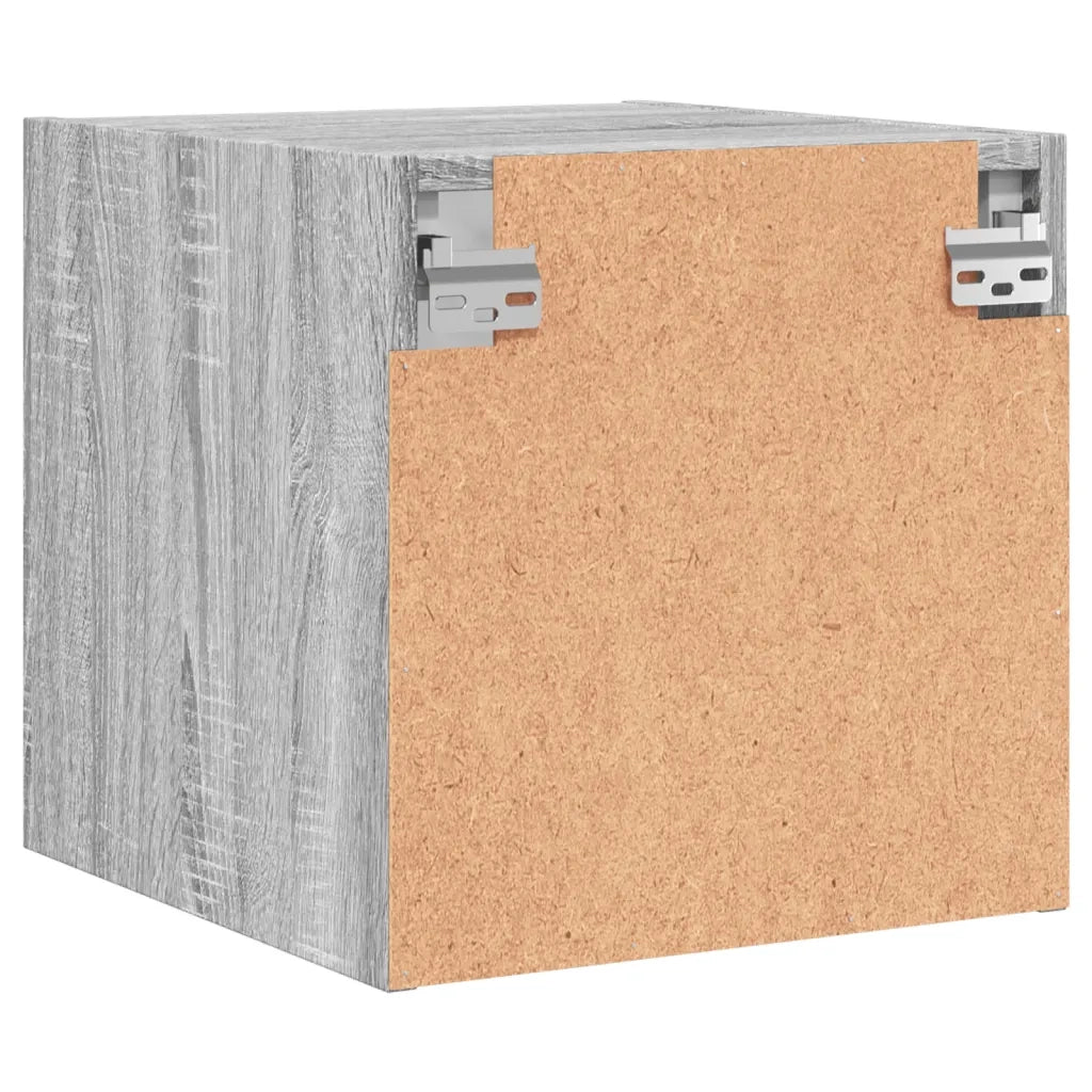 Set di 2 Comodini | Armadio da Notte | Mobiletto da notte con Ante in Vetro Grigio Sonoma 35x37x35 cm